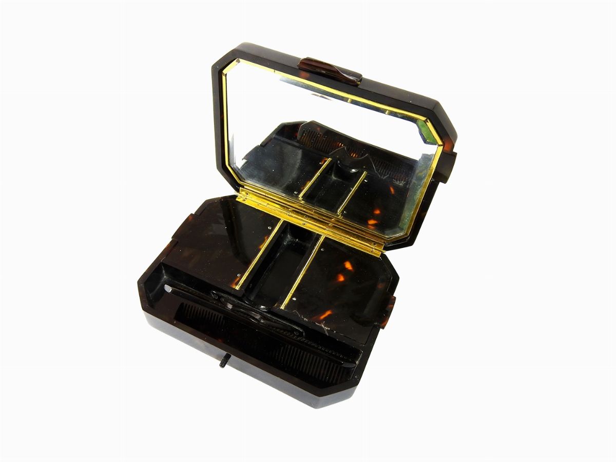 Piccola Trousse da Viaggio in Tartaruga con Montatura in Oro Giallo