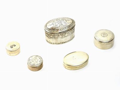 Cinque Scatoline in Argento