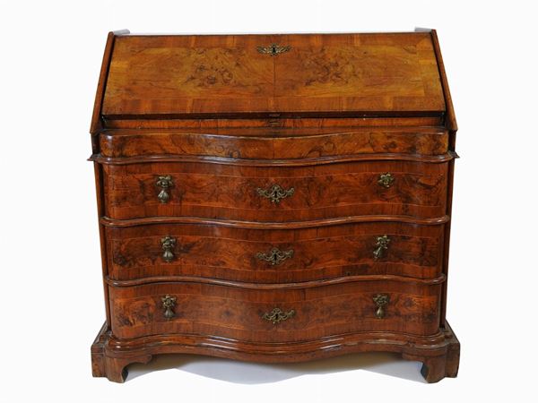 Walnut and Burr Fall Front Chest of Drawers