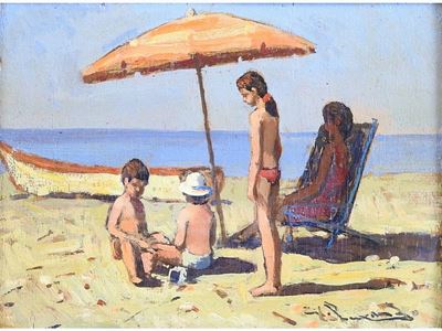 Veduta di Spiaggia con Figure