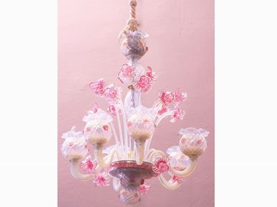 Lampadario in Vetro Soffiato Iridescente
