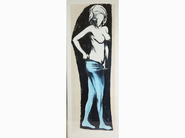 Renato Guttuso : Nudo femminile  ((1911-1987))  - Asta Arte moderna e contemporanea / Arredi, Argenti e Dipinti Antichi - IV - Maison Bibelot - Casa d'Aste Firenze - Milano