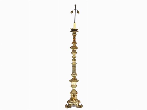Giltwood Pricket Converted Into Lamp