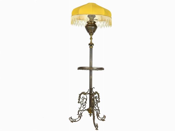 Gilded Metal and Alabaster Floor Lamp
