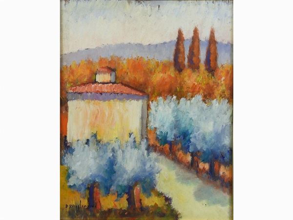 Dino Migliorini : Paesaggio toscano  ((1907-2005))  - Asta Arredi e dipinti antichi / Arte Moderna e Contemporanea - III - Maison Bibelot - Casa d'Aste Firenze - Milano
