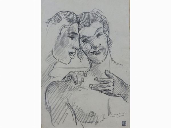 THAYAHT (Ernesto Michahelles) : Due amici  ((1893-1959))  - Asta Arte moderna e contemporanea / Arredi, Argenti e Dipinti Antichi - IV - Maison Bibelot - Casa d'Aste Firenze - Milano