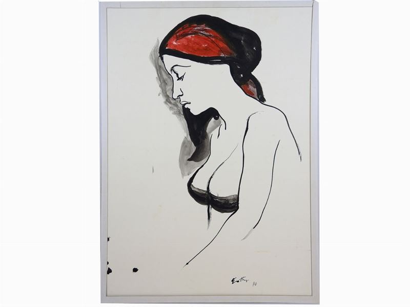 Renato Guttuso - Donna con Fazzoletto Rosso 1970