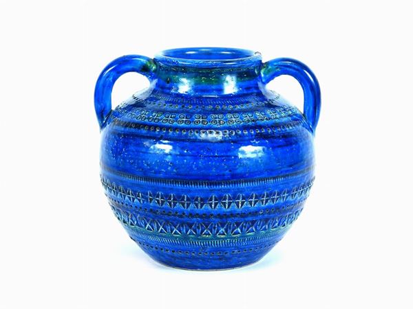Blue Glazed Terracotta Vase