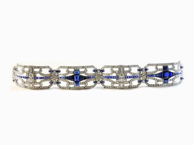 Bracciale in Platino, Diamanti e Zaffiri