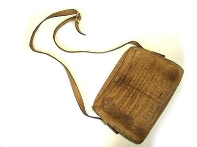 Borsa a Tracolla in Coccodrillo Selvaggio Chiaro Anticato