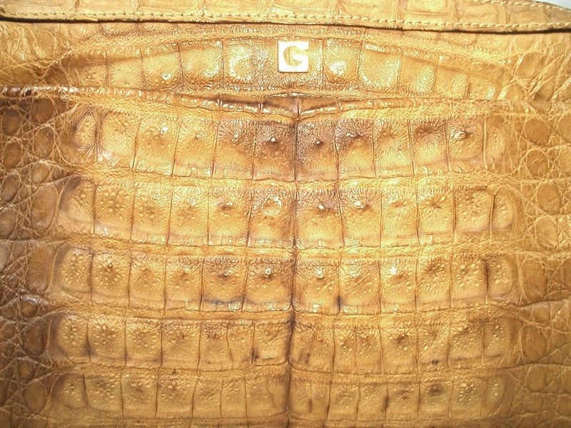 Borsa a Tracolla in Coccodrillo Selvaggio Chiaro Anticato