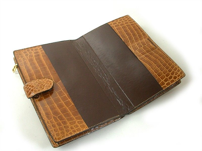 Pochette Porta Agenda in Coccodrillo Selvaggio Biondo