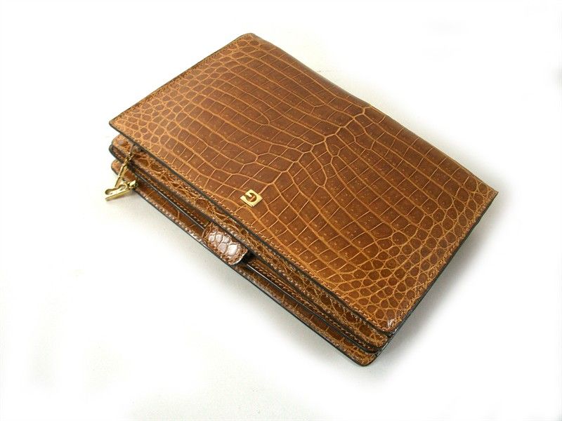 Pochette Porta Agenda in Coccodrillo Selvaggio Biondo