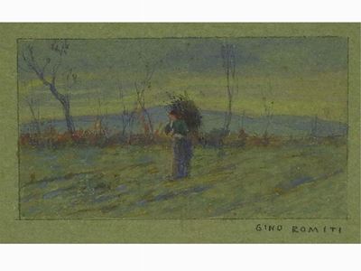 Paesaggio Campestre con Contadina