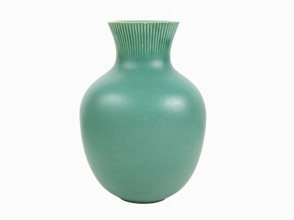 Vaso in ceramica smaltata verde