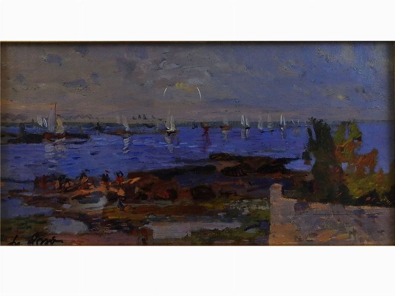Raffaele De Rosa - Marina con Barche a Vela