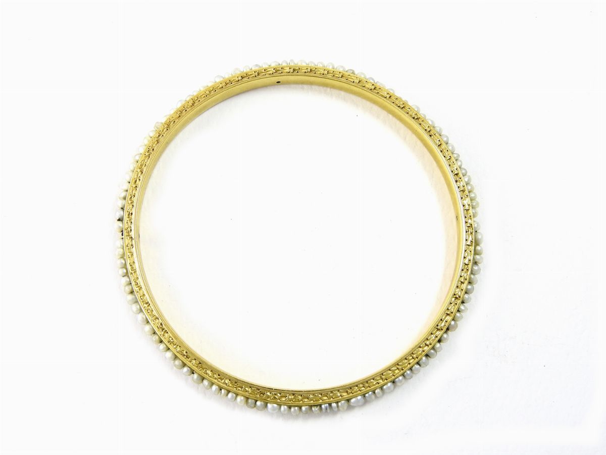 Bracciale D'epoca in Oro e Microperle Naturali