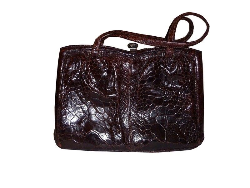 Borsa a Mano in Coccodrillo Marrone