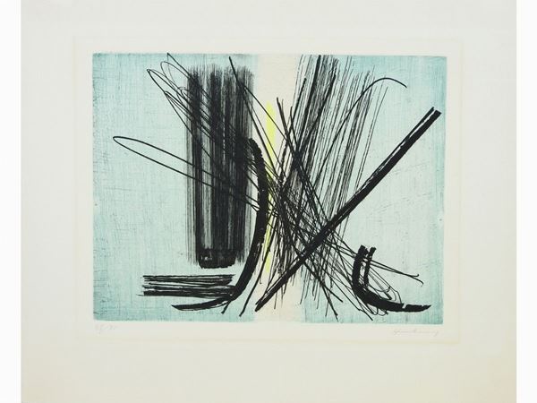 Hans Hartung : Composition n. 9 1953  ((1904-1989))  - Auction Modern and Contemporary Art - IV - Maison Bibelot - Casa d'Aste Firenze - Milano