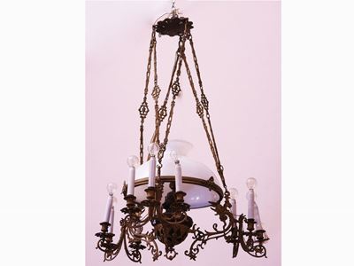 Lampadario in Metallo Dorato