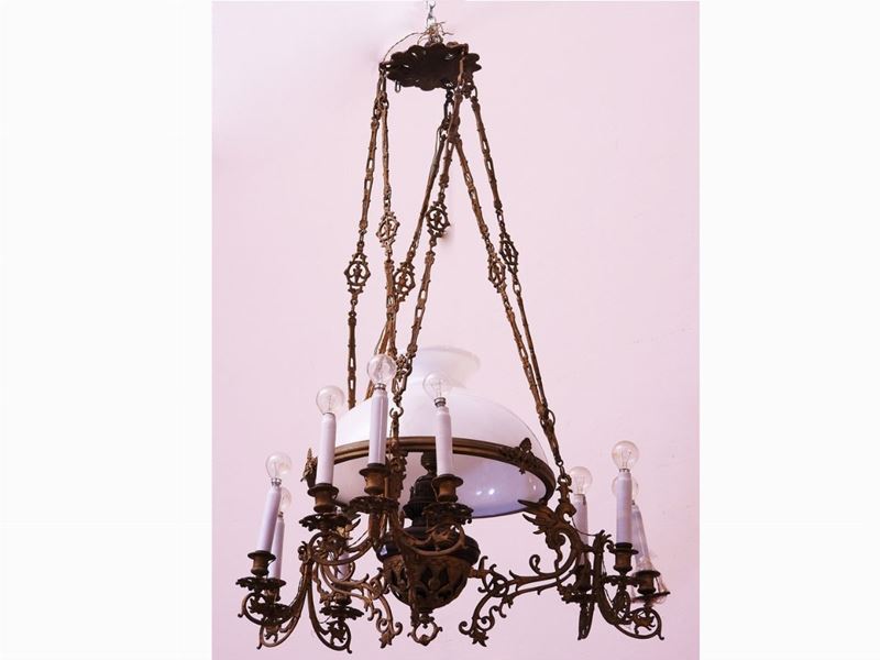 Lampadario in Metallo Dorato