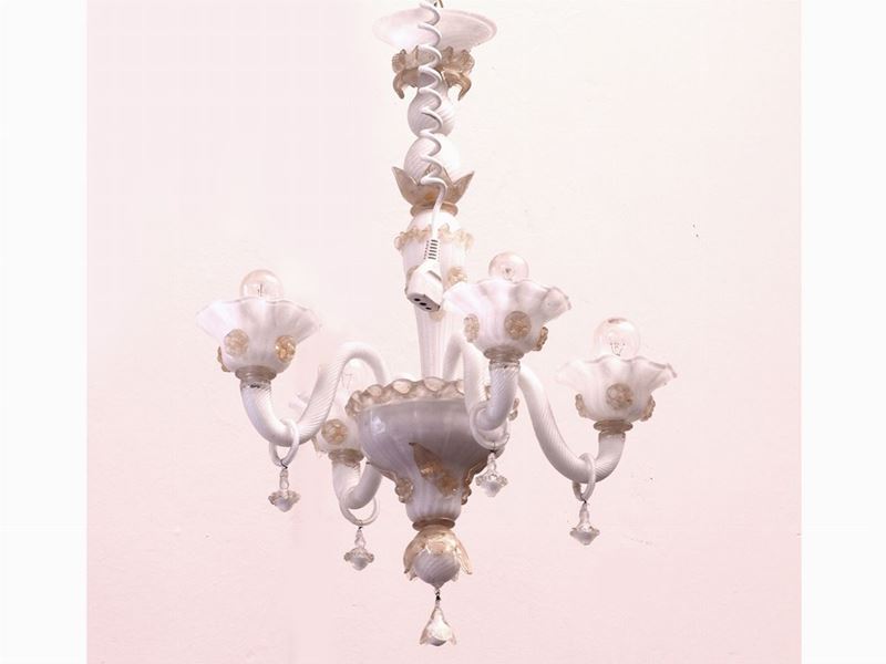 Lampadario in Vetro Opaline di Murano