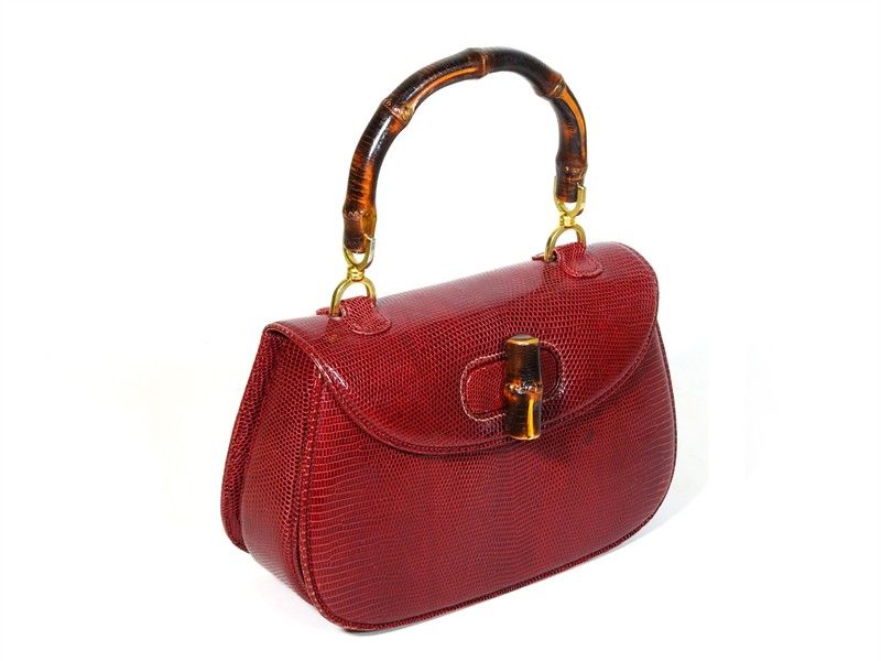 Borsa a Mano in Lucertola Bordeaux