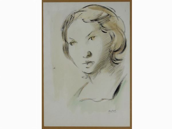 Domenico Purificato : Ritratto femminile  ((1915-1984))  - Asta Arredi e dipinti antichi / Arte Moderna e Contemporanea - III - Maison Bibelot - Casa d'Aste Firenze - Milano