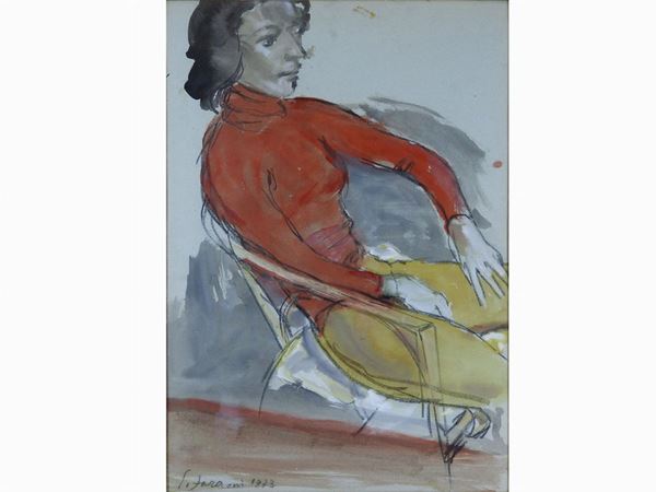 Enzo Faraoni : Ritratto femminile 1973  - Asta Arredi e dipinti antichi / Arte Moderna e Contemporanea - III - Maison Bibelot - Casa d'Aste Firenze - Milano