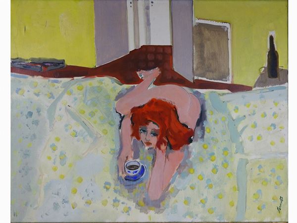 Renato Borsato : Interior View with Female Nude 1972  ((1927-2013))  - Auction Modern and Contemporary Art - IV - Maison Bibelot - Casa d'Aste Firenze - Milano