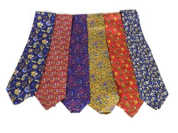 Lotto di sei cravatte in seta