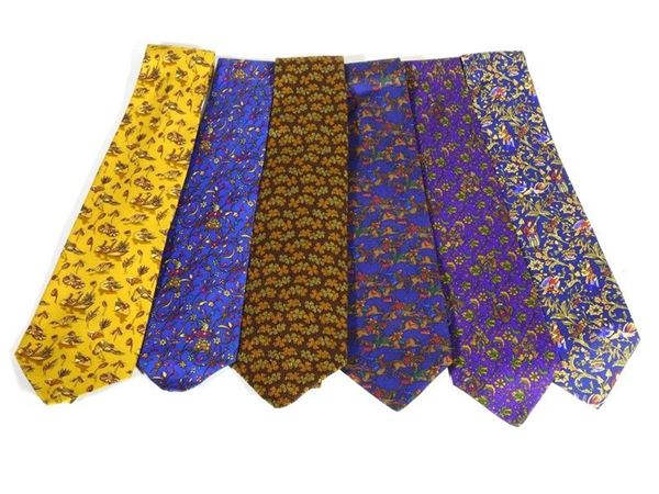 Lotto di sei cravatte in seta