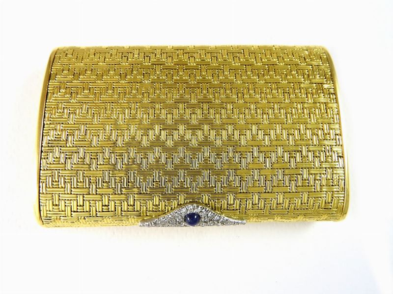 Piccola Trousse in Oro Giallo, Diamanti e Zaffiro