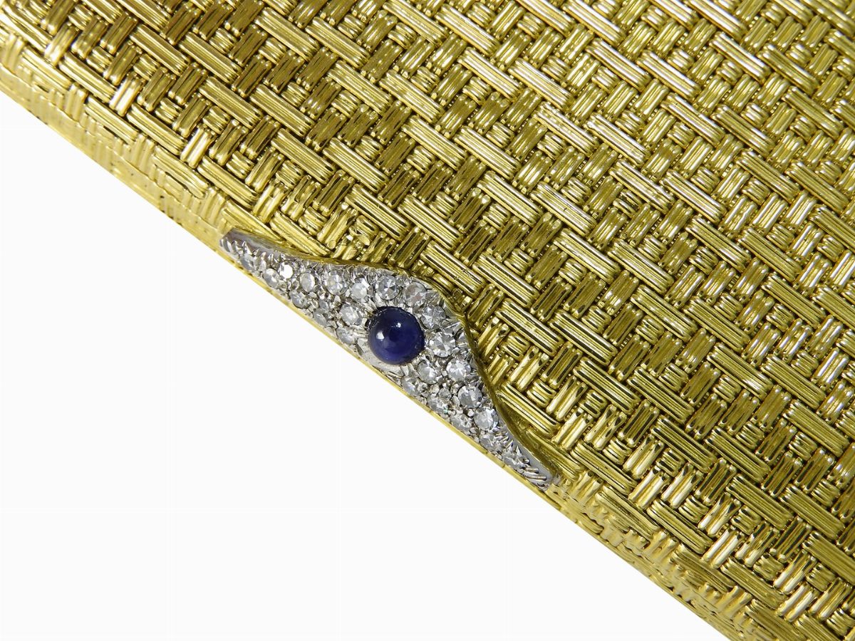 Piccola Trousse in Oro Giallo, Diamanti e Zaffiro