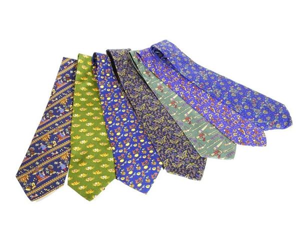 Lotto di sette cravatte in seta