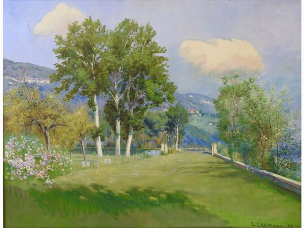 Ernst Leemann : Paesaggio 1938  ((1877-1967))  - Asta Déballage: Interni e Curiosità - I - Maison Bibelot - Casa d'Aste Firenze - Milano