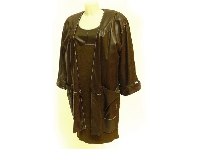 Composã¨ in Pelle e Maglia Marrone