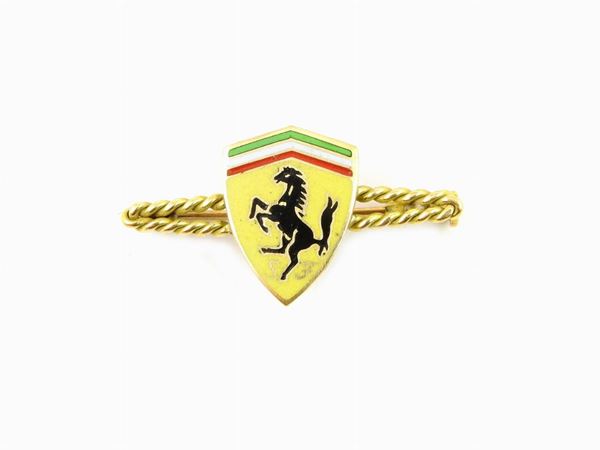Ferrari yellow gold and multicoloured enamels pin