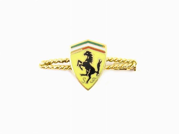 Ferrari yellow gold and multicoured enamels pin