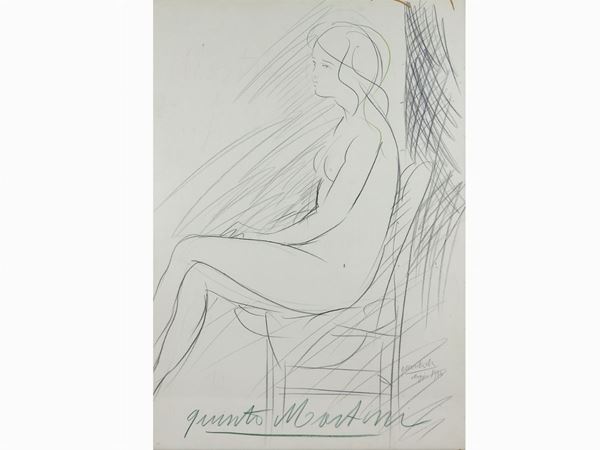 Quinto Martini : Nudo 1974  ((1908-1990))  - Asta Arte moderna e contemporanea / Arredi, Argenti e Dipinti Antichi - IV - Maison Bibelot - Casa d'Aste Firenze - Milano