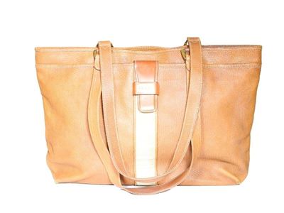 Borsa a Spalla in Pelle Marrone Stampata