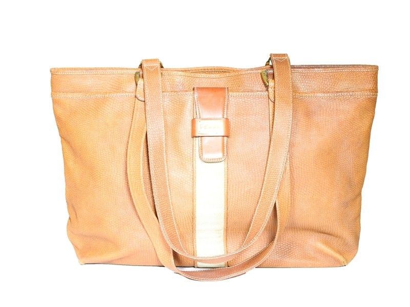 Borsa a Spalla in Pelle Marrone Stampata