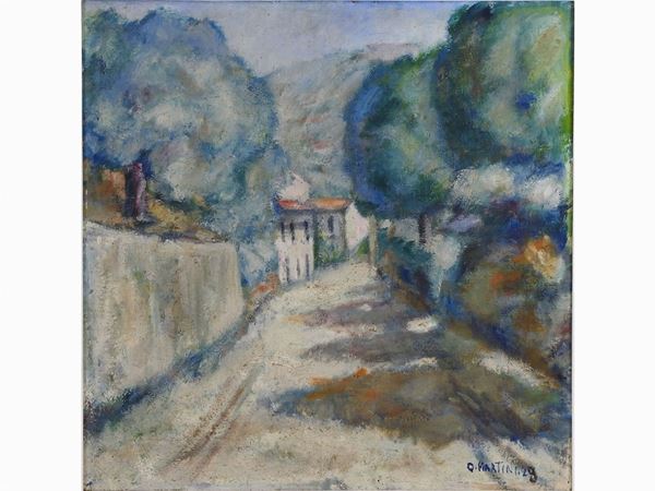 Quinto Martini : View of a Country Street late 1920s  ((1908-1990))  - Auction Modern and Contemporary Art - IV - Maison Bibelot - Casa d'Aste Firenze - Milano
