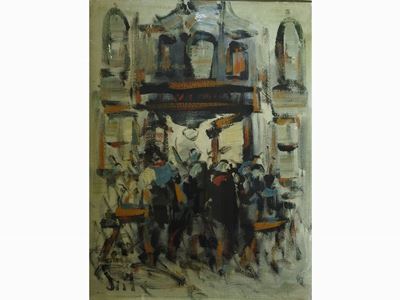 Veduta di Chiesa con Personaggi