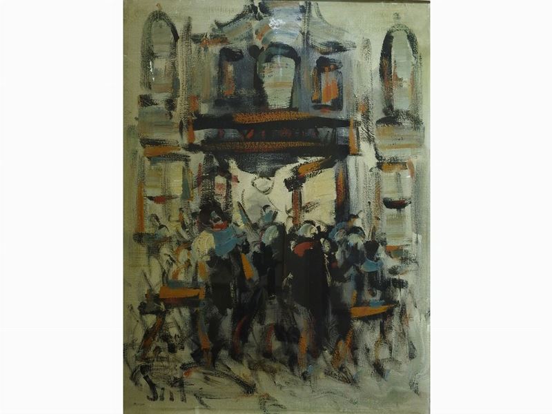 Alvaro Danti - Veduta di Chiesa con Personaggi