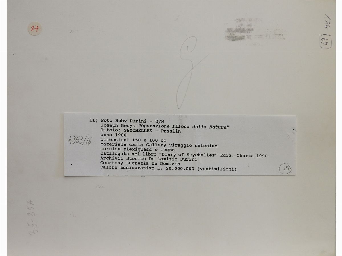Joseph Beuys - Operazione Difesa della Natura - Praslin Seychelles 1980