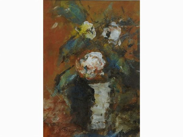 Sergio Scatizzi : Flowers in a Vase  ((1918-2009))  - Auction Furniture and Old Master Paintings - III - Maison Bibelot - Casa d'Aste Firenze - Milano