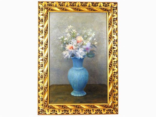 Oreste Zuccoli : Flowers in a Vase 1945  ((1889-1980))  - Auction Modern and Contemporary Art - IV - Maison Bibelot - Casa d'Aste Firenze - Milano