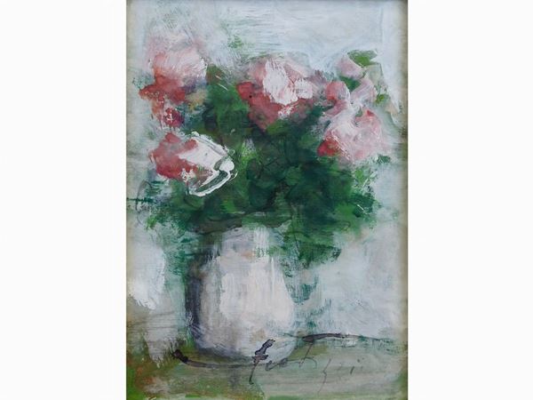 Sergio Scatizzi : Roses in a Vase  ((1918-2009))  - Auction Furniture and Old Master Paintings - III - Maison Bibelot - Casa d'Aste Firenze - Milano