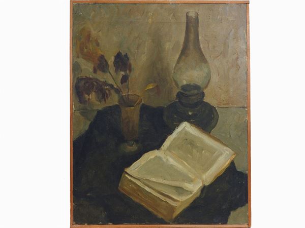 Nino Caff&#232; : Still Life with Book 1930s  ((1909-1975))  - Auction Furniture and Old Master Paintings - III - Maison Bibelot - Casa d'Aste Firenze - Milano